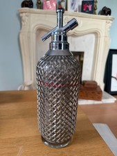 Vintage Sparklets Soda Siphon Glass Bottle With Wire Mesh looks great untested 