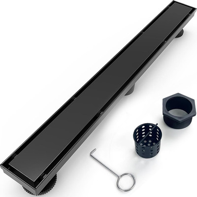 Eblog 24 Inch Linear Shower Drain Matte Black Floor Drain For Bathroom Kitchen