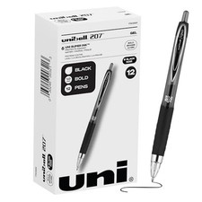 207 Gel Pen 12 Pack - 1.0mm Bold Pens, Gel Ink School Pens - School Black
