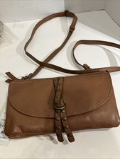 NWT Lucky Brand Brown Leather Wallet Size Crossbody Bag
