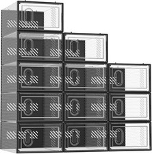 Shoe Storage 12 Pack Shoe Organizer Closet Shoe Boxes Clear Plastic Stackable