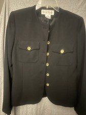 Rena Owen Fitted Black Blazer Size 4 Jacket Lined Business Casual