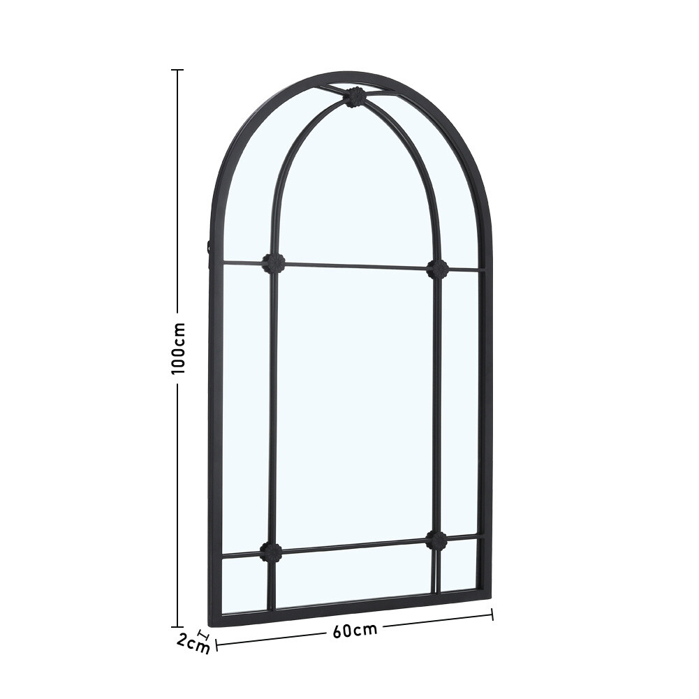Large Window Garden Mirror Metal/Wood Frame Indoor Outdoor Arch Mirrors