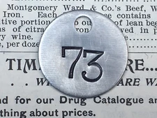 Number 73 Tag Aluminum Metal Numbered Keychain Stamped Token Fob Check
