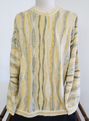 Coogi Men's Pullover Sweater Cream/Gold/Green Size Large | eBay