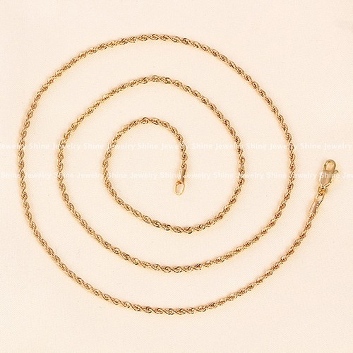 18K CHAMPAGNE GOLD GF MENS WOMENS 3MM TWIST ROPE SINGAPORE CHAIN NECKLACE 50CM - Bild 6 von 7