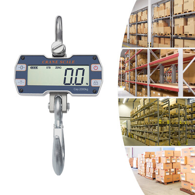 2 Ton Digital Hanging Scale w/ Remote Heavy Duty Industrial Crane Scale Silver