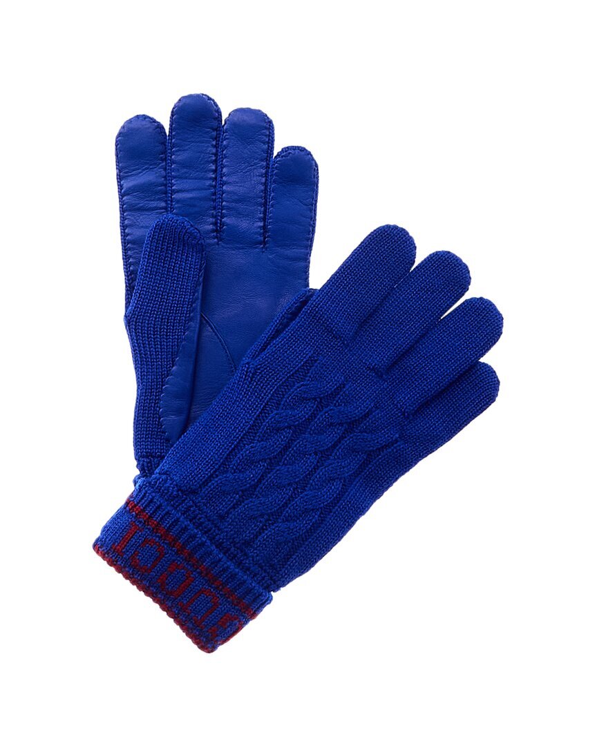 Мужские шерстяные перчатки с кожаной отделкой от Gucci 40090₽