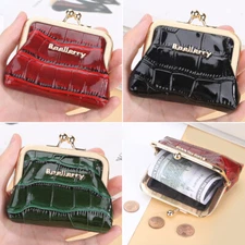 Women's Leather Metal Frame Single Clasp Zipper Coin Change Purse Ladies Gifts