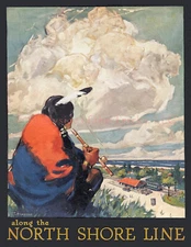 Along the North Shore Line Poster-Size Repro Interurban Brochure Cover 18x13 CNS