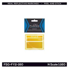 N Scale Railroad Freight Car Yellow Reflective Markings Set W/ Double Width Stri