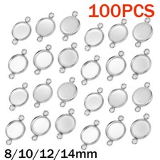 100PC Pendant Setting Cabochon Cameo Base Tray Bezel Blank Cabochons Jewelry Diy