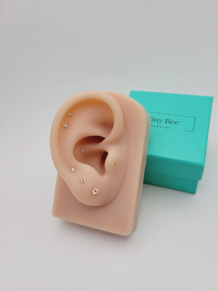 20G/18G/16G Titanio 2mm~3mm Pasador Labret, Pendiente Trasero Plano Sin Rosca Foto 4 de 4