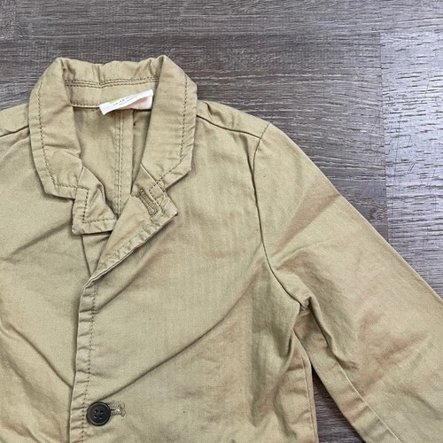 Crazy 8 Boys Suit Jacket Khaki Button Collared Long Sleeve Size 12-18 Months - Picture 2 of 4