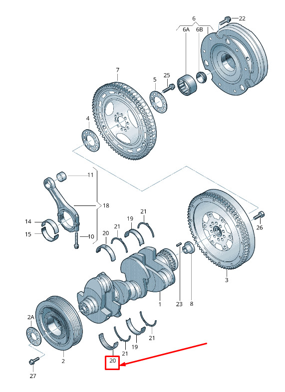 Roulement principal de vilebrequin inférieur pour Audi A6 C6 06E105591Abrot