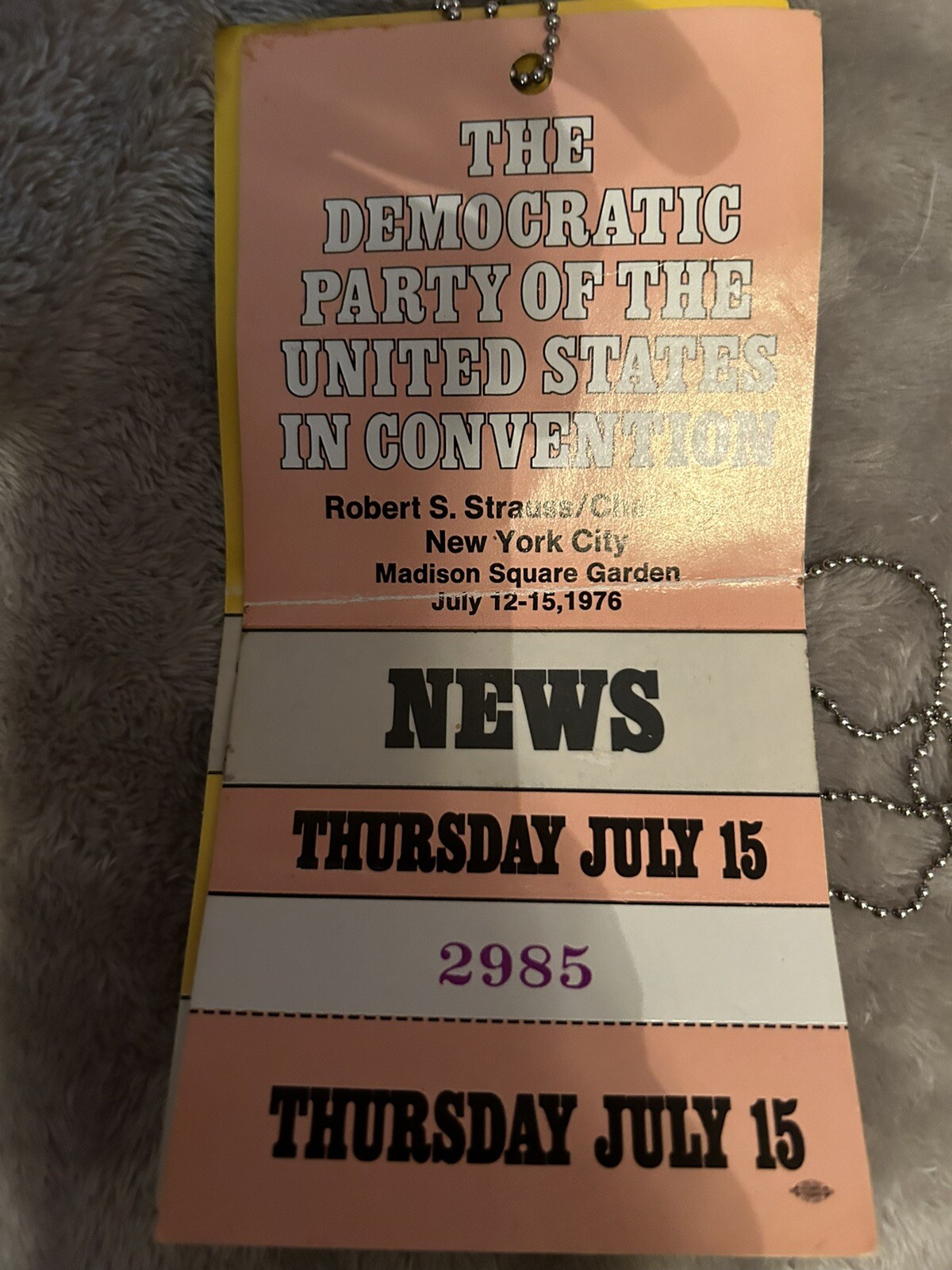 1976 Democratic National Convention Press Passes