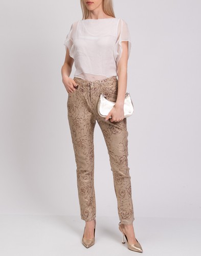 RRP €185 MANILA GRACE DENIM Linen Trousers Size 28 Shiny Coating Made in Italy - Bild 2 von 7