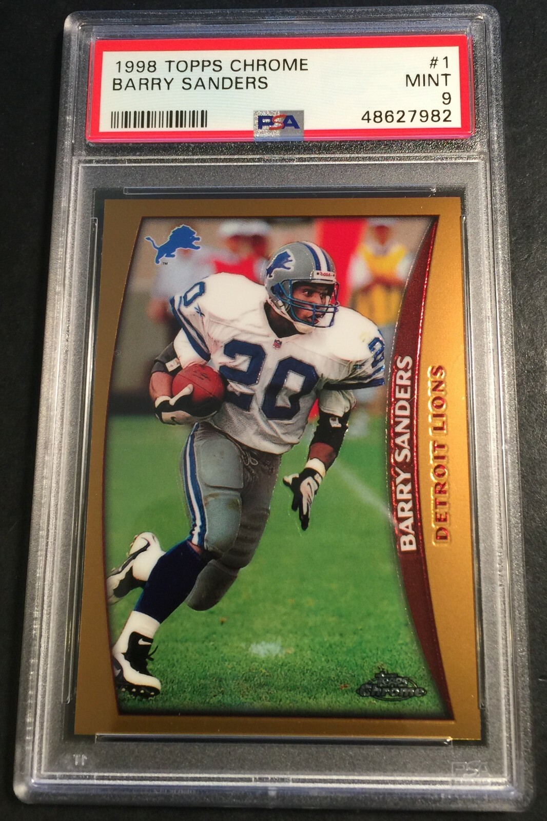 1998 BARRY SANDERS Topps Chrome Football #1 PSA 9 Detroit Lions Centered (982)