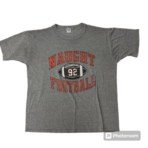 Vtg 60’s Russell Athletic HEATHER Gray Naught FOOTBALL TEAM 50/50 T Shirt USA XL - Picture 3 of 8