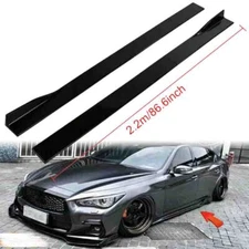 For INFINITI Q50 2014-2022 86.6" /2.2m Gloss Black Side Skirts Rocker Panel Lip