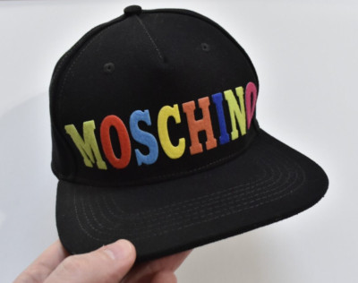 Moschino Men's Baseball Cap One Size Adjustable Black Monogram Made in Italy