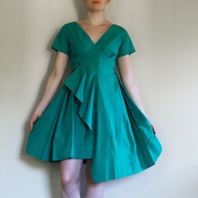 Maeve Anthropologie Green Pleated Dress | eBay