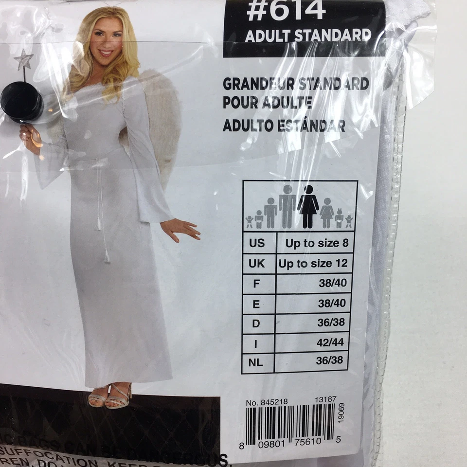 Heaven Sent 3 Piezas Disfraz de Ángel Adulto Talla Estándar Vestido Cinturón Halo Diadema Nuevo con Etiquetas Foto 3 de 4