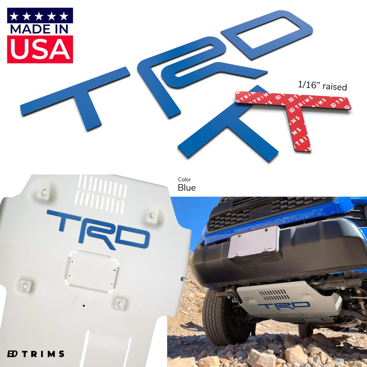 BDTrims 3D Domed Raised Tailgate Letters – Yellow, Fits Toyota Tacoma 2016-2023 – Gloss Finish