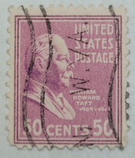U.S.  Postage Stamp ~ William Howard Taft ~ 50₵ Purple ~ Posted ~ c.1938 ~ Z6