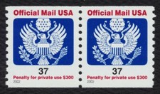 #O159 37c Official Mail, Coil Pair, Mint **ANY 5=FREE SHIPPING*