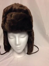 Nine West Faux Fur Aviator Trapper Hat One Size  #3697 Brown NWT
