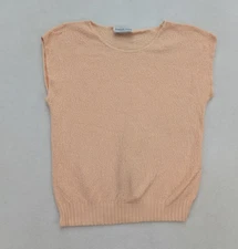 Jennifer Adams Vintage 80s 90s Women's Sweater Size Small Peach Short Sleeve