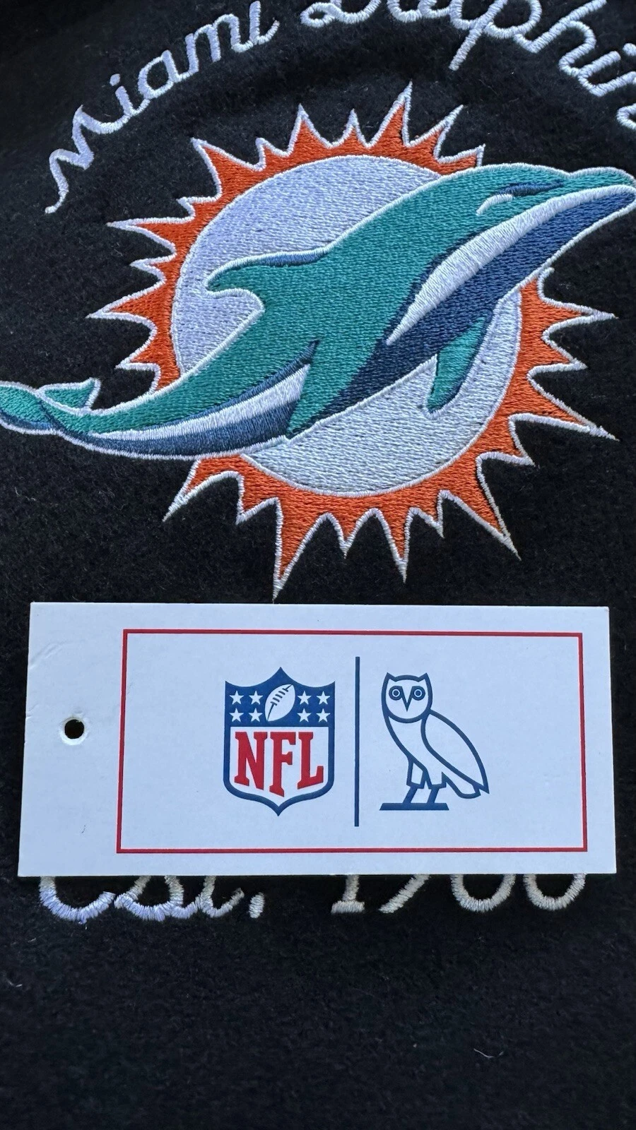 Miami Dolphins Leather Wool Varsity Jacket football Drake