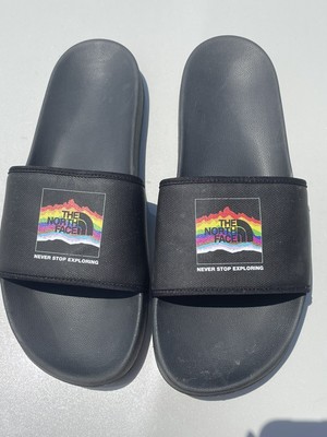 North Face Gay Pride Slides Black Sandals Rainbow LGBT Flag  display picture 2