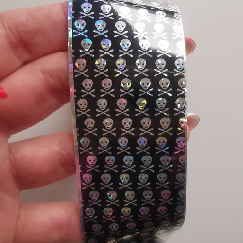 PIRATE SKULL Nail Art Foils / Nail Transfer Foil / Decal / Glitter Sticker - Picture 2 of 5