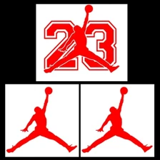 Jordan Jumpman #23 Three 5" Red Vinyl decals Car Truck Windows Tablet Locker