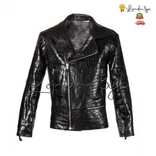 Men's Alligator Jacket, Biker Leather Jackets For Men, Luxury outerwear 2024