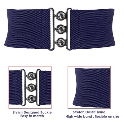 Vintage Grommetted Blue Wide Belt Skinny Dark Blue Cotton Woven Braided Belt Ribbon Steel  main image 3