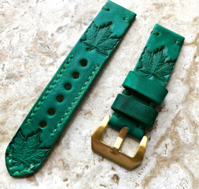 Ahornblatt Geprägte Handgemacht Band Armband für Google Pixel Uhr 4 3 45mm -A22