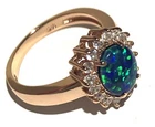 Charming Rose Gold Opal Ring with Cubic Zirconia Triplet opal Ring