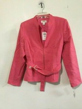 NWT 178 Talbots Petite Size 10P Linen Tie Belt Pink Suit Jacket Blazer Women