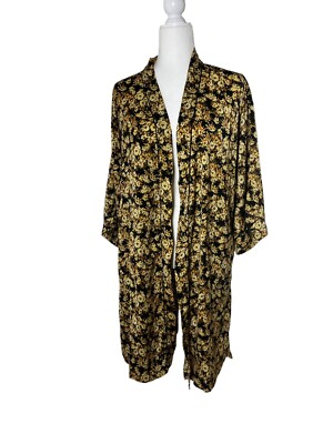 Treasure & Bond Womens Kimono Yellow Black Bold Floral One Size