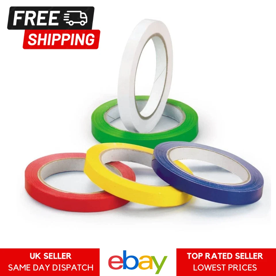 9mm x 66m Strong Vinyl Sealing Coloured Tape Plastic Bag Neck Sealer 5 Colours - Image 2 of 3