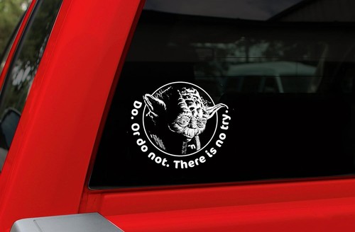 Star Wars Yoda (Do. Or do not. There is no try.) White Die Cut Decal 5" diamete - Picture 3 of 4