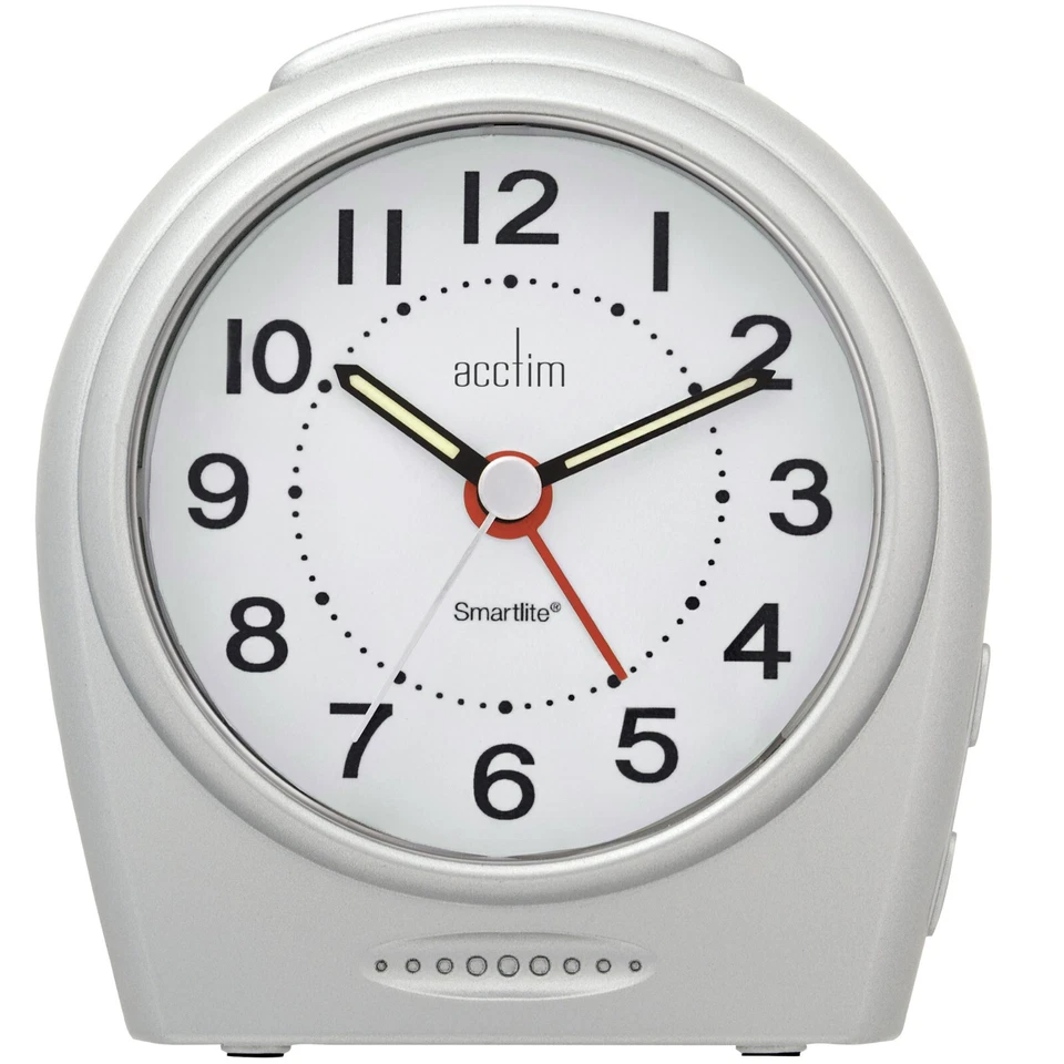 Acctim Astoria Analogue Alarm Clock Non Ticking Sweep Smartlite� Quartz Silver - Image 2 of 4