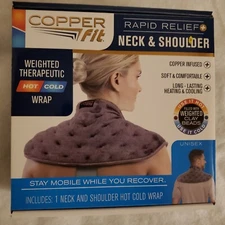New Copper Fit Rapid Relief Neck & Shoulder - Weighted Therapeutic Hot/Cold Wrap