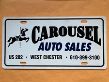 CAROUSEL AUTO SALES DEALER WESTCHESTER PA  License Plate HORSE CIRCUS CAR