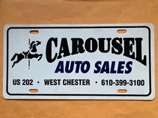 CAROUSEL AUTO SALES DEALER WESTCHESTER PA  License Plate HORSE CIRCUS CAR