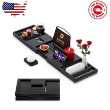 Royal Craft Wood Foldable Bathtub Tray Caddy Bamboo Bathtub Tray Expandable Bath