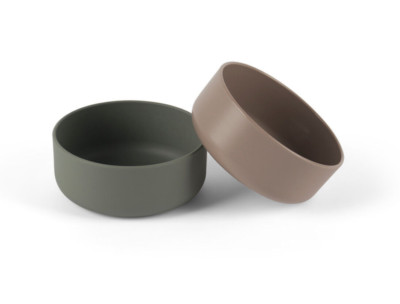 Dantoy Tiny Bioplastic Schale Schüssel Set 2-tlg Ø 11 cm Moca & Dunkelgrün 6211